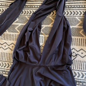 One of those multi-wrap dresses, short, navy